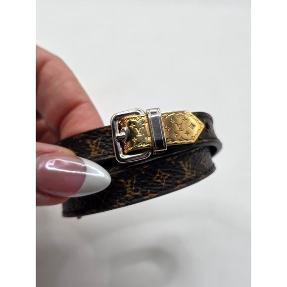 Louis Vuitton Brown 'Fasten Your LV' Monogram Wrap Bracelet - Picture 4 of 16